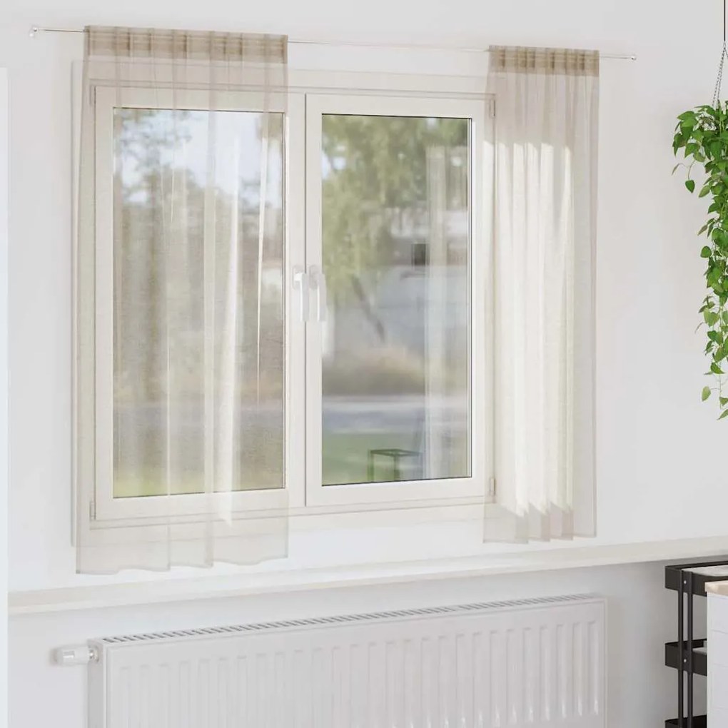 vidaXL Κουρτίνες με κουρτίνες 2 pcs Άμμος 140 x 175 εκ. Πολυεστέρας