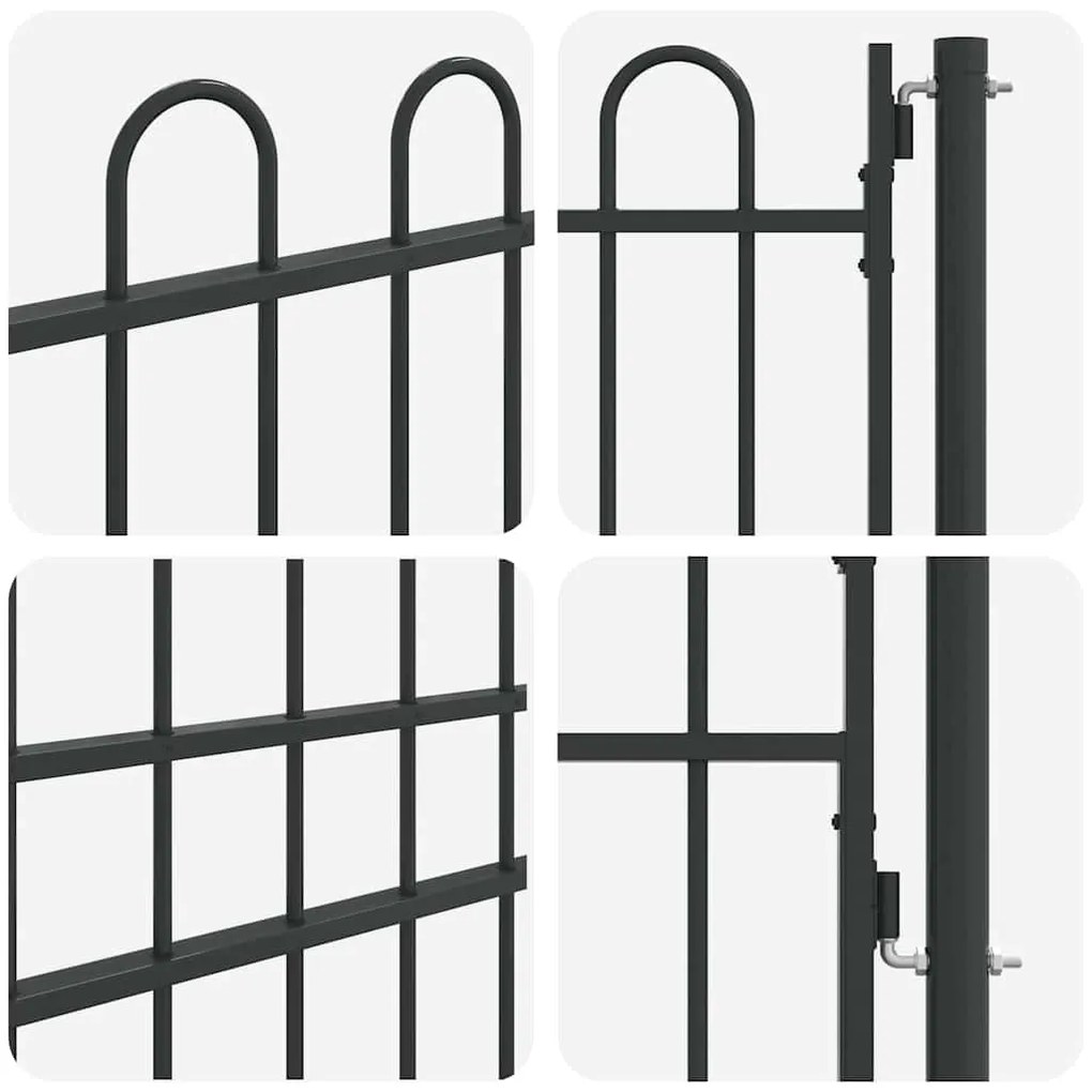 vidaXL Πύλη Φράχτη Γκρι 100 x 175 cm Χάλυβας με Επικάλυψη Πούδρας