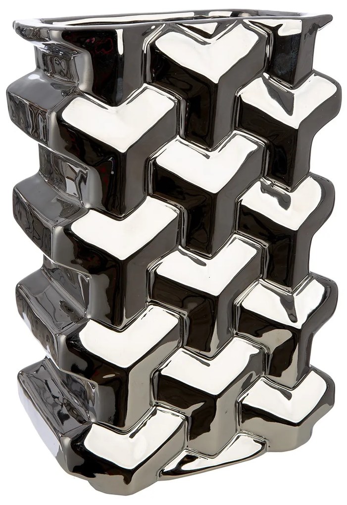 Βάζο Ορθογώνιο Κεραμικό Ασημί χρώμα 15X10X22Cm 15X10X22Cm-05161483