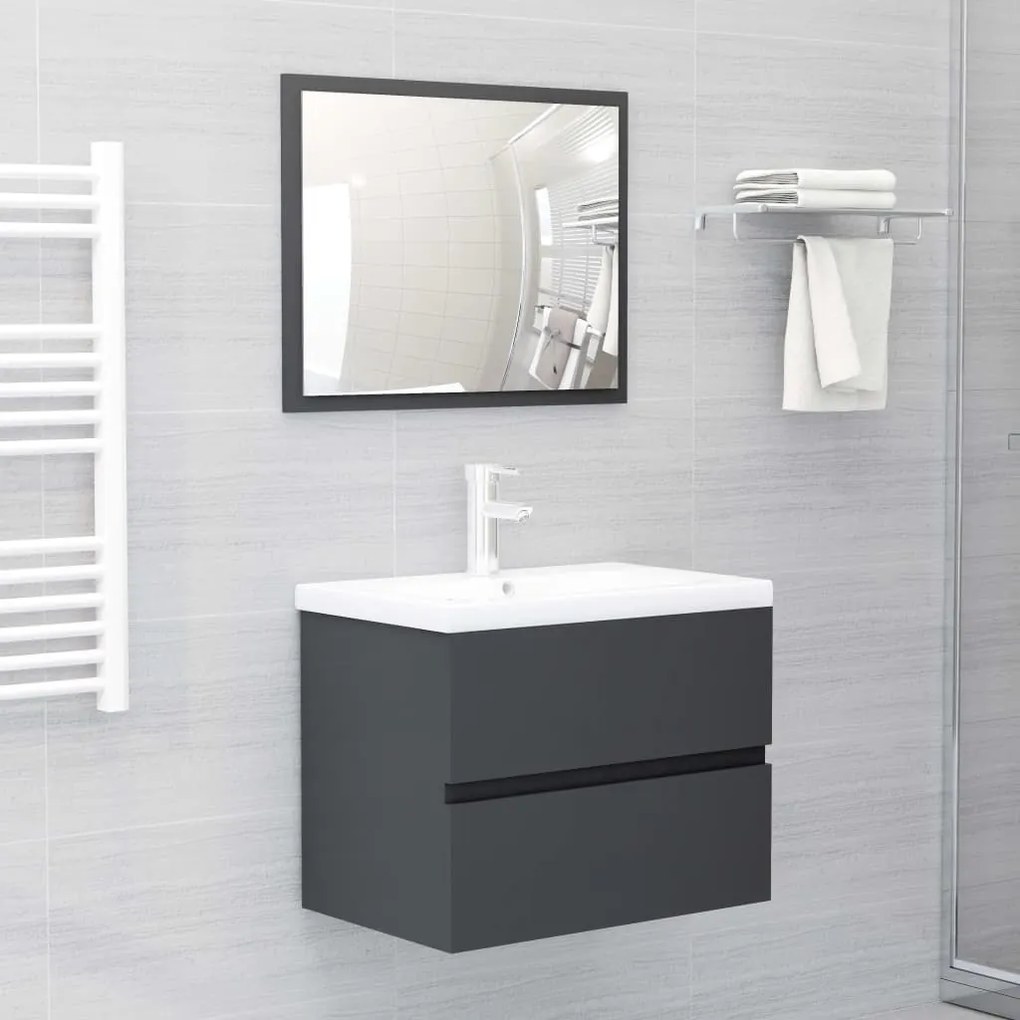 vidaXL Ντουλάπι Νιπτήρα Γκρι 60x38,5x45 εκ. Μοριοσανίδα