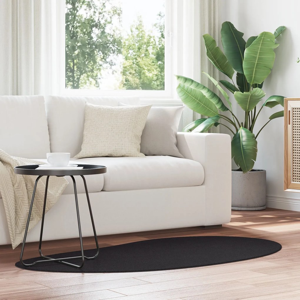 vidaXL Χαλί περιοχής Μαύρο 80x150 εκ. Πολυεστέρας Αντιολισθητικό
