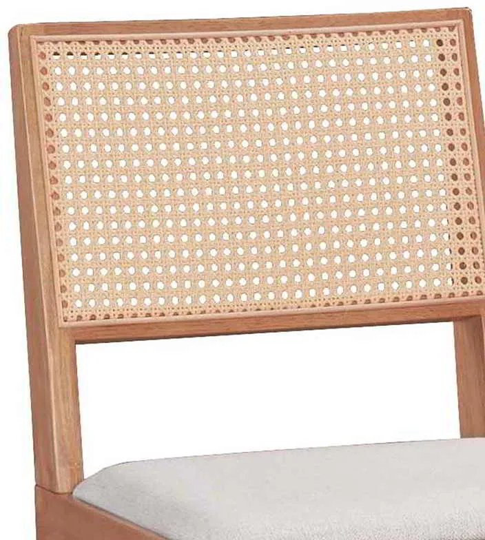 Καρέκλα Winslow pakoworld ξύλο rubberwood ανοικτό καρυδί-pvc rattan φυσικό-ύφασμα γκρι