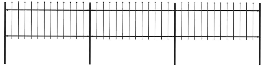 Φράχτης Κήπου με Κορυφή Δόρυ Μαύρος Ατσάλινος 537 x 80 εκ.