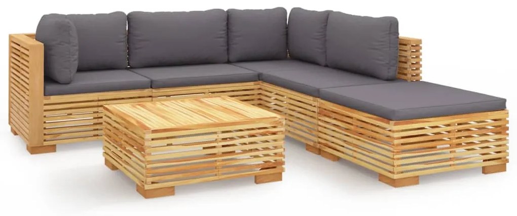 vidaXL Σαλόνι Κήπου Σετ 6 Τεμαχίων από Μασίφ Ξύλο Teak με Μαξιλάρια
