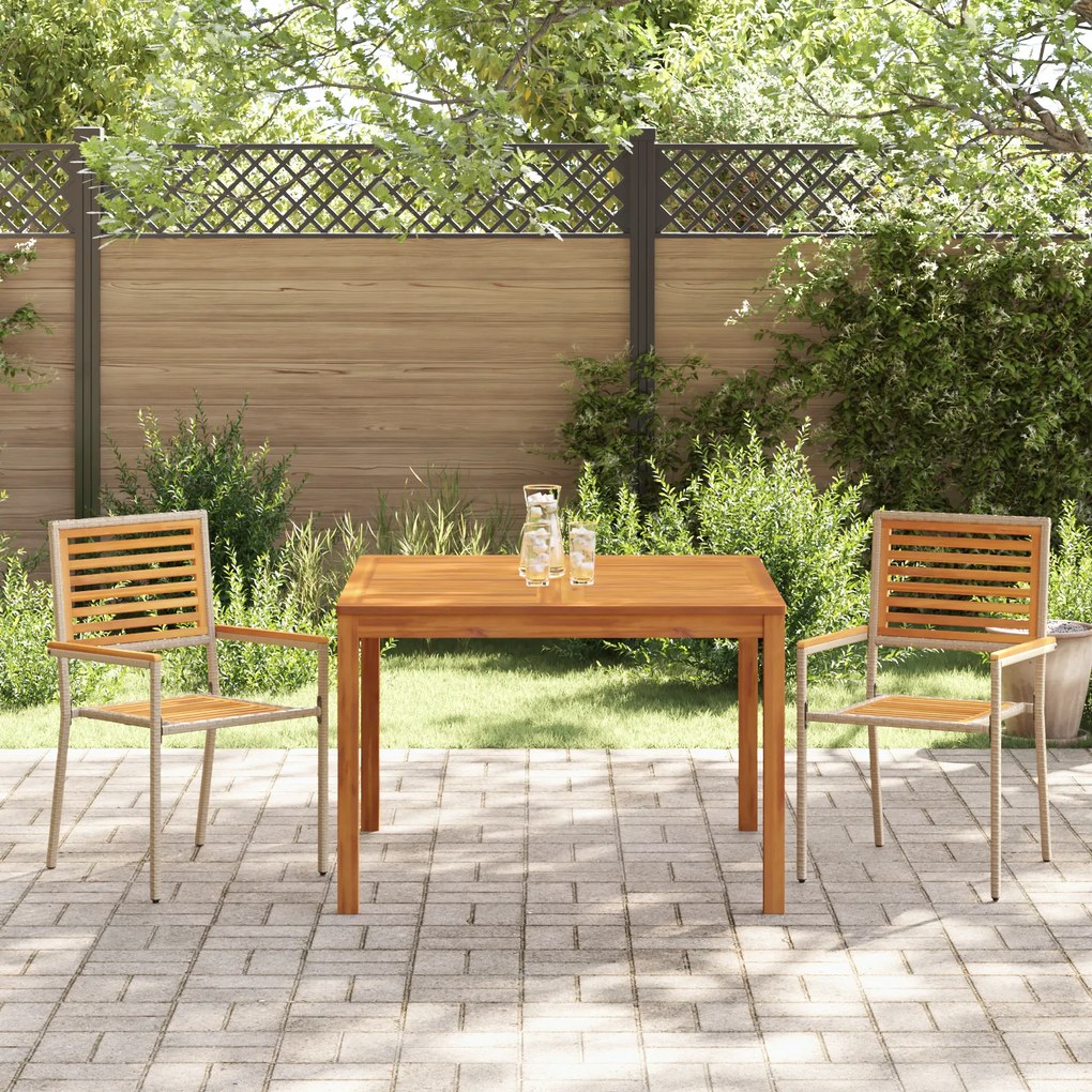 vidaXL Σετ Τραπεζαρίας Κήπου Μπεζ 3 pcs Μπεζ 110 x 110 x 75 cm