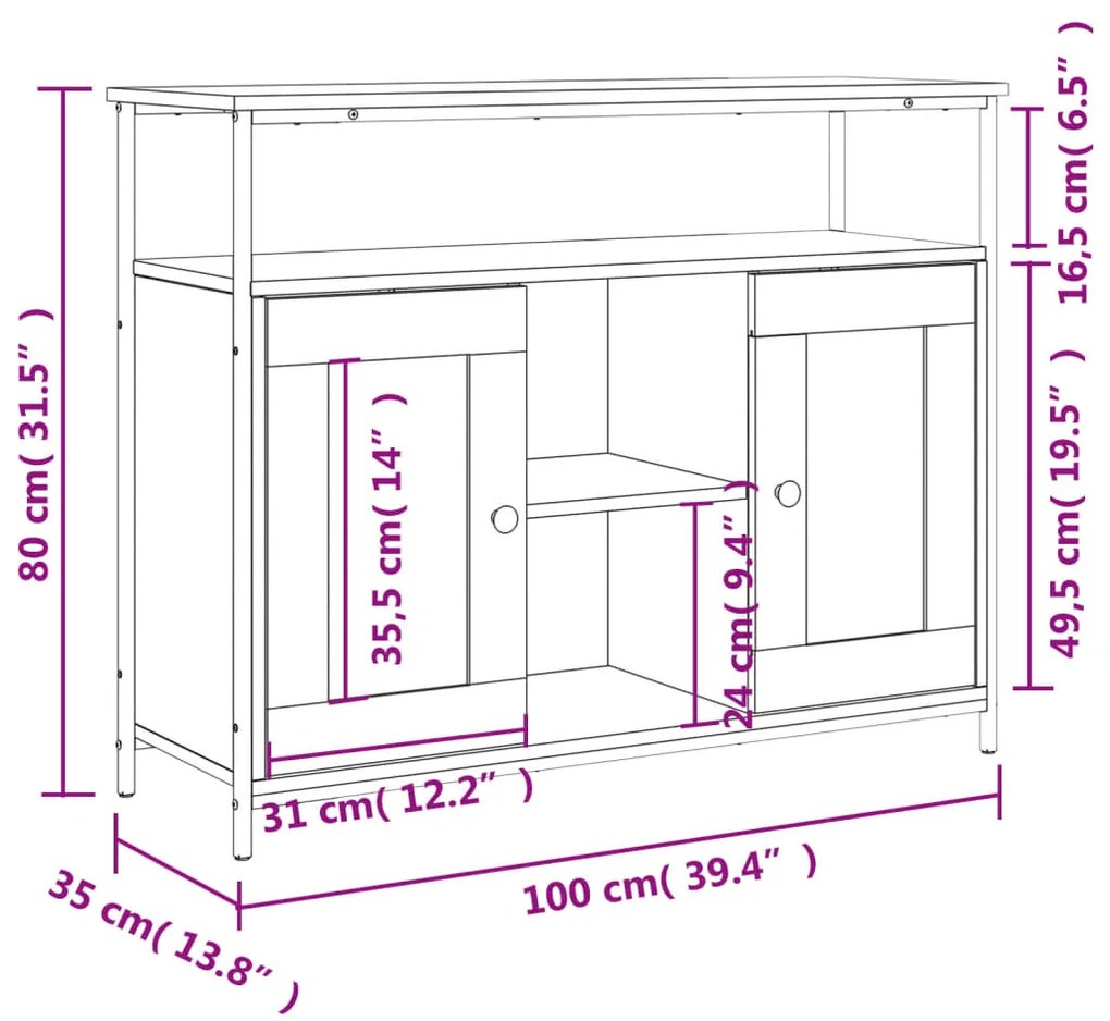 ΜΠΟΥΦΕΣ ΓΚΡΙ SONOMA 100X35X80 ΕΚ. ΑΠΟ ΕΠΕΞΕΡΓΑΣΜΕΝΟ ΞΥΛΟ 835507