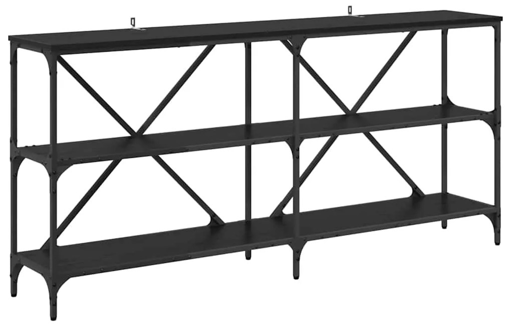 vidaXL Τραπέζι κονσόλας Μαύρη Οξυά 160 x 30 x 75 εκ Επεξεργασμένο ξύλο