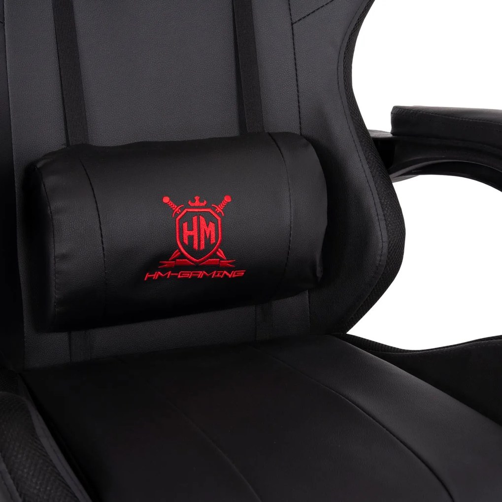 ΠΟΛΥΘΡΟΝΑ GAMING DARREN ΜΑΥΡΟ-ΚΟΚΚΙΝΟ PVC & NYLON 51x49x125Υεκ.