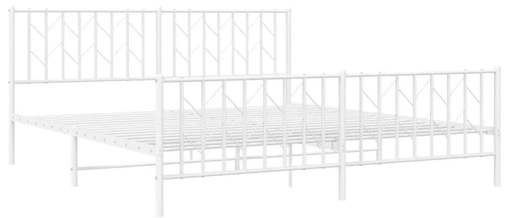 Πλαίσιο Κρεβατιού με Κεφαλάρι/Ποδαρικό Λευκό 183x213εκ. Μέταλλο