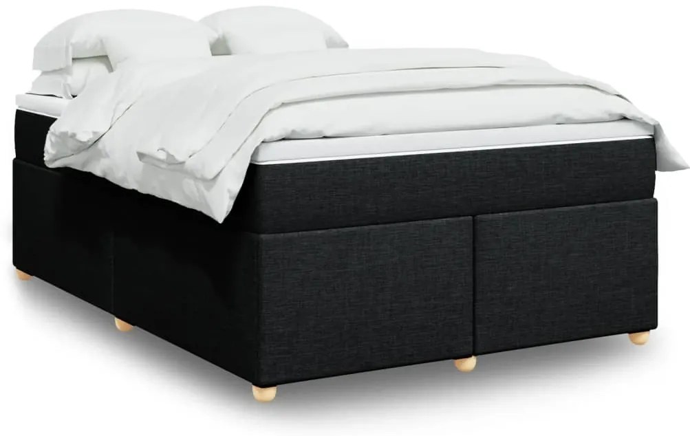 vidaXL Κρεβάτι Boxspring με Στρώμα Μαύρο 140x200 εκ. Υφασμάτινο