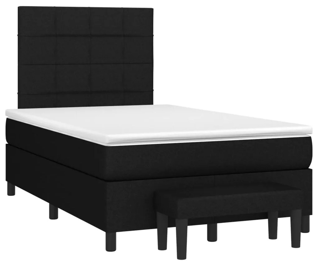 vidaXL Κρεβάτι Boxspring με Στρώμα Μαύρο 120x200 εκ. Υφασμάτινο