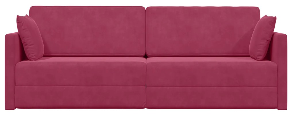 vidaXL Καναπές-κρεβάτι 2 σε 1 Κρασί κόκκινο 213x144x60 cm Βελούδο