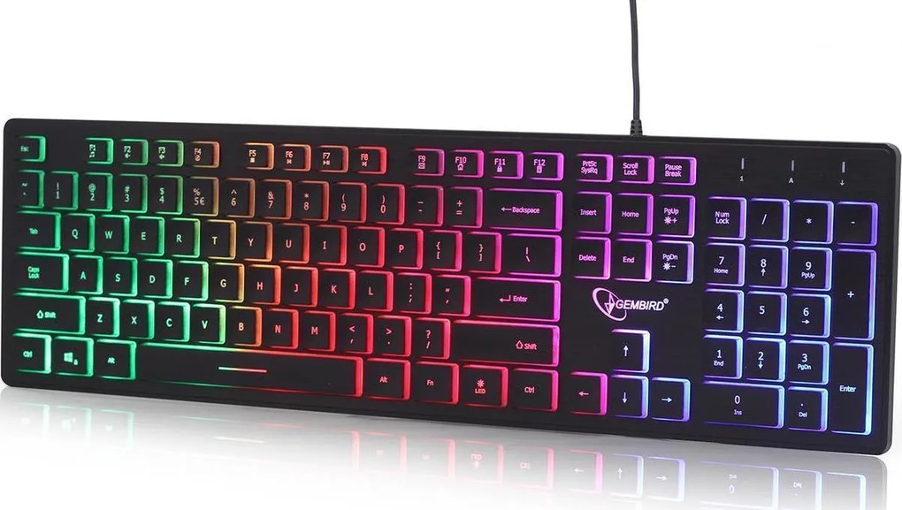 GEMBIRD RAINBOW BACKLIGHT MULTIMEDIA KEYBOARD BLACK