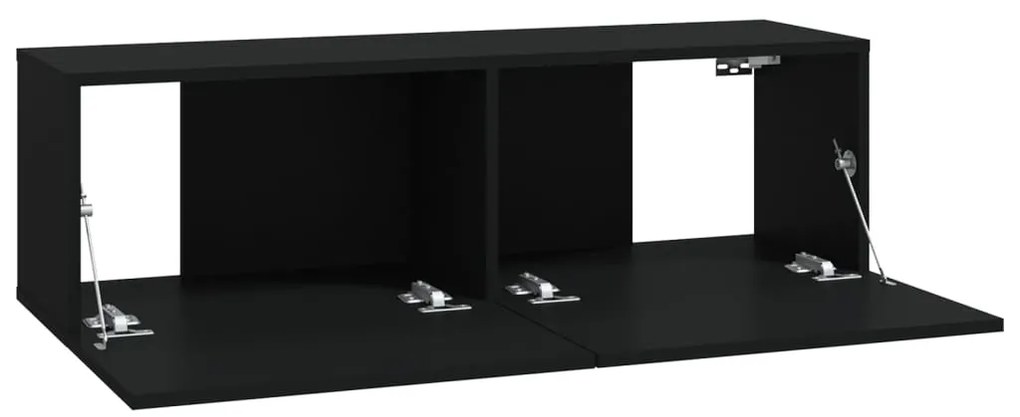 vidaXL Έπιπλα Τηλεόρασης Τοίχου 4 τεμ. Μαύρα 100 x 30 x 30 εκ.