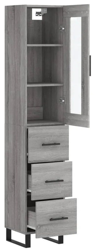 vidaXL Μπουφές Sonoma Γκρι 34,5 x 34 x 180 εκ. από Επεξεργασμένο Ξύλο