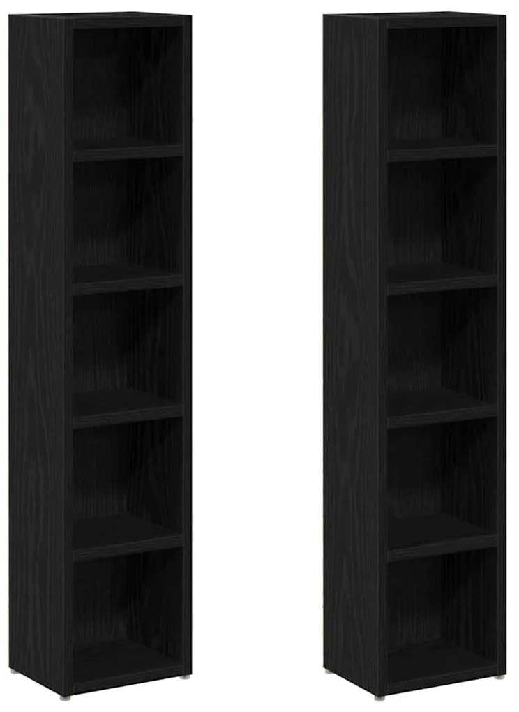 vidaXL Ντουλάπια CD 2 τεμ. Μαύρο Δρυς 21x16x93,5 εκ Επεξεργασμένο Ξύλο