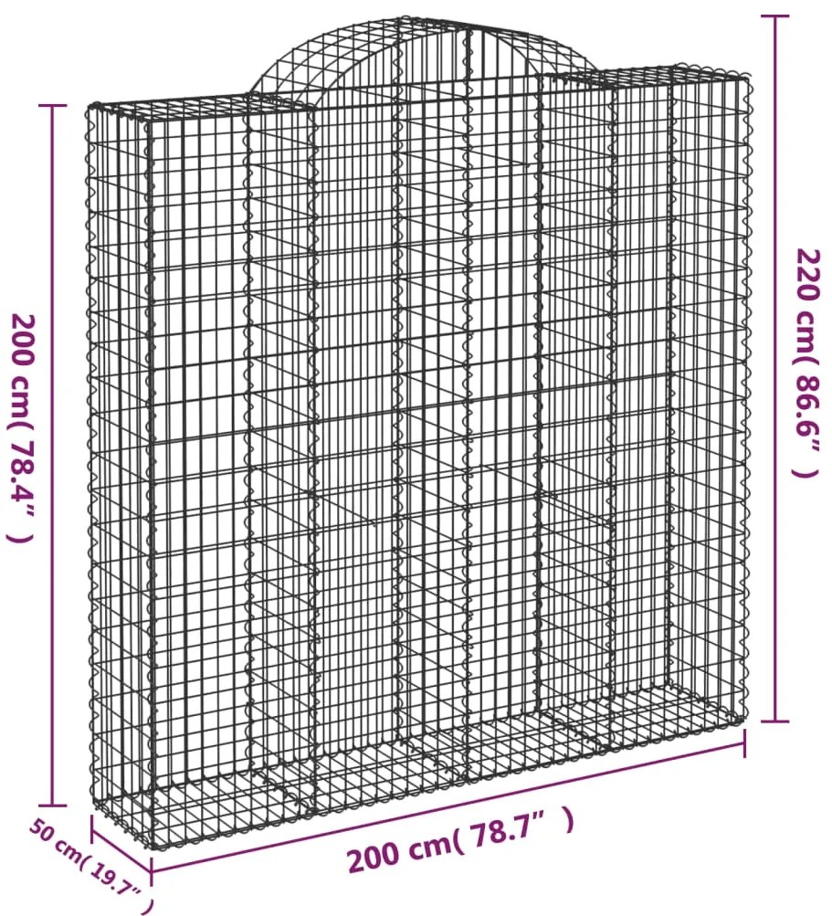 vidaXL Συρματοκιβώτια Τοξωτά 15 τεμ. 200x50x200/220 εκ. Γαλβαν. Ατσάλι
