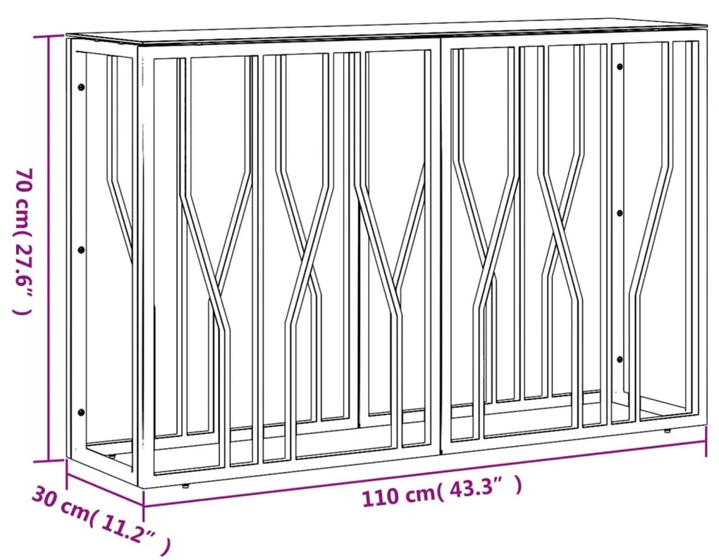 ΤΡΑΠΕΖΙ ΚΟΝΣΟΛΑ 110X30X70 ΕΚ. ΑΠΟ ΑΝΟΞΕΙΔΩΤΟ ΑΤΣΑΛΙ ΚΑΙ ΓΥΑΛΙ 350025