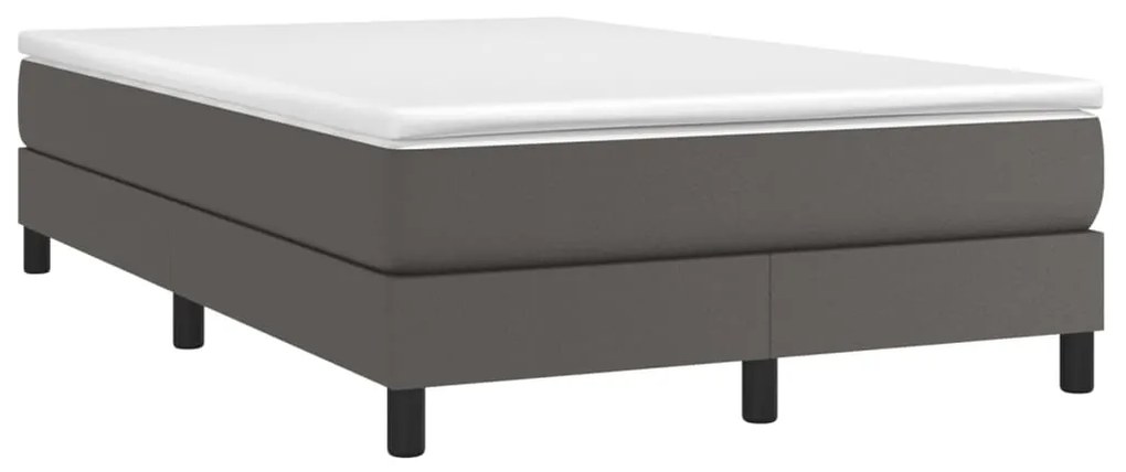 vidaXL Κρεβάτι Boxspring με Στρώμα Γκρι 120x200εκ. από Συνθετικό Δέρμα