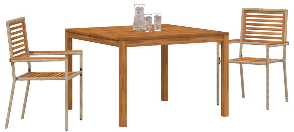 vidaXL Σετ Τραπεζαρίας Κήπου Μπεζ 3 pcs Μπεζ 110 x 110 x 75 cm