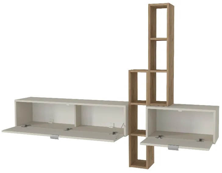Σύνθεση τηλεόρασης επιτοίχια Edgar χρώμα sandstone - sepet oak 198,4x29,6x148,5εκ.