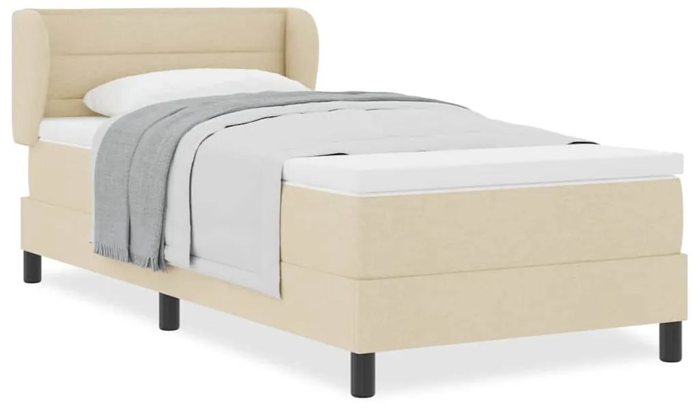 vidaXL Κρεβάτι box spring με στρώμα με στρώμα Κρεμ 100 x 200 cm ύφασμα