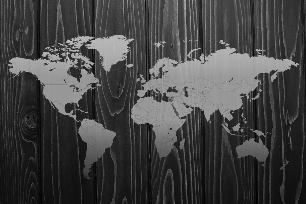 Εικόνα σε χάρτη από φελλό σε ξύλο σε μαύρο & άσπρο - 120x80  smiley