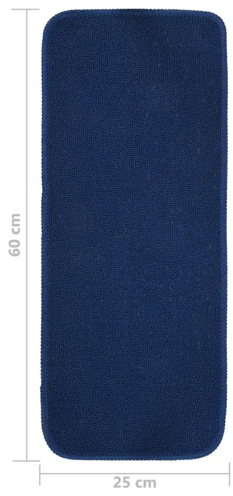 vidaXL Πατάκια Σκάλας Αντιολισθ. Ορθογώνια 15 τεμ. Ναυτ.Μπλε 60x25 εκ.