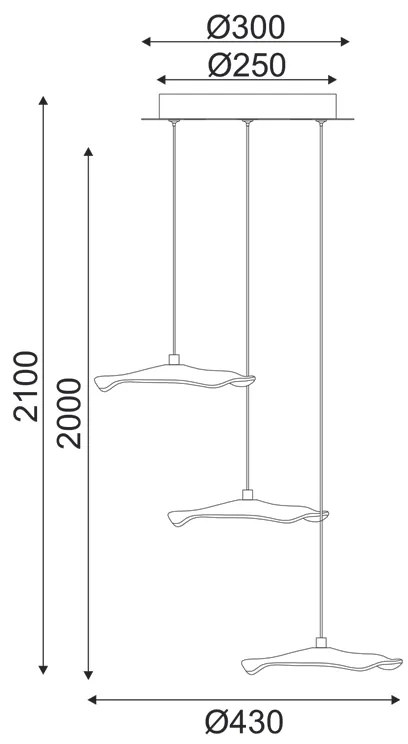 ΚΡΕΜΑΣΤΟ Φ/Σ LED 15W 3000K 1050LM NINFEA ΟΡΕΙΧΑΛΚΟ ΜΕΤ/ΚΟ IP20 D43XH210CM - ZM34LEDP45BR