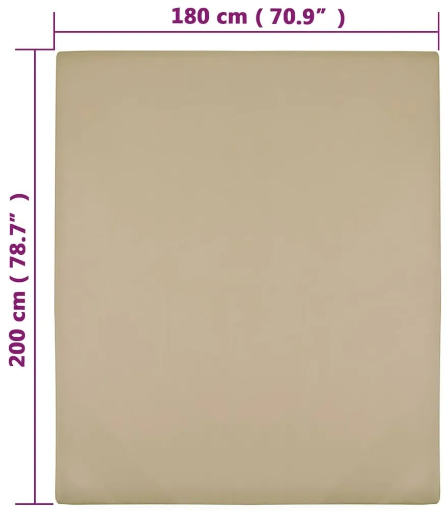 vidaXL Σεντόνια με Λάστιχο 2 τεμ. Taupe 180x200 εκ. Βαμβακερό Ζέρσεϊ