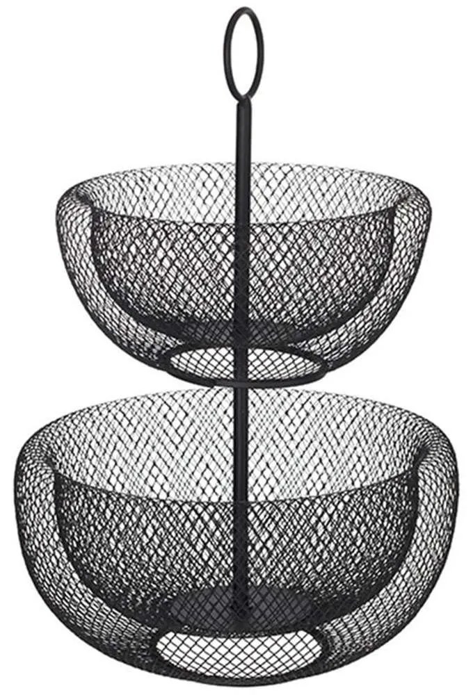 Φρουτιέρα Διώροφη Mesh 07.160711 29Χ38cm Μεταλλική Black Metal
