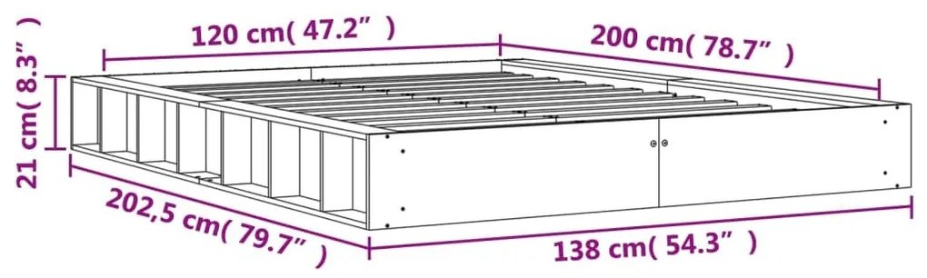 Σκελετός Κρεβ. Χωρίς Στρώμα Καφέ Κεριού 120x200 εκ Μασίφ Πεύκο - Καφέ