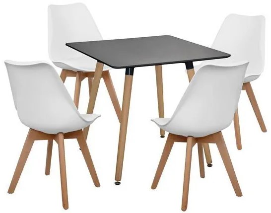 Σετ τραπεζαρίας C10601 5τμχ. με Τραπέζι Minimal 80x80x74εκ. σε Μαύρο & Καρέκλες VEGAS σε Λευκό