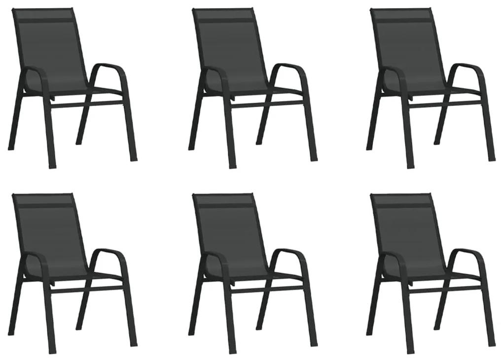 Καρέκλες Κήπου Στοιβαζόμενες 6 τεμ. Μαύρες από Ύφασμα Textilene