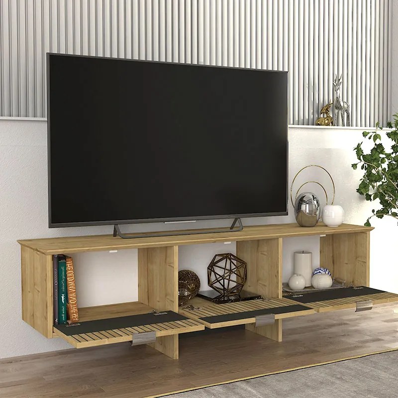 ΕΠΙΠΛΟ ΤΗΛΕΟΡΑΣΗΣ VENITA MEGAPAP ΧΡΩΜΑ SAPPHIRE OAK - ΑΝΘΡΑΚΙ 150X35X45,3ΕΚ.