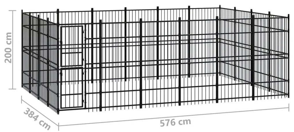 Κλουβί Σκύλου Εξωτερικού Χώρου 22,12 μ² από Ατσάλι - Μαύρο