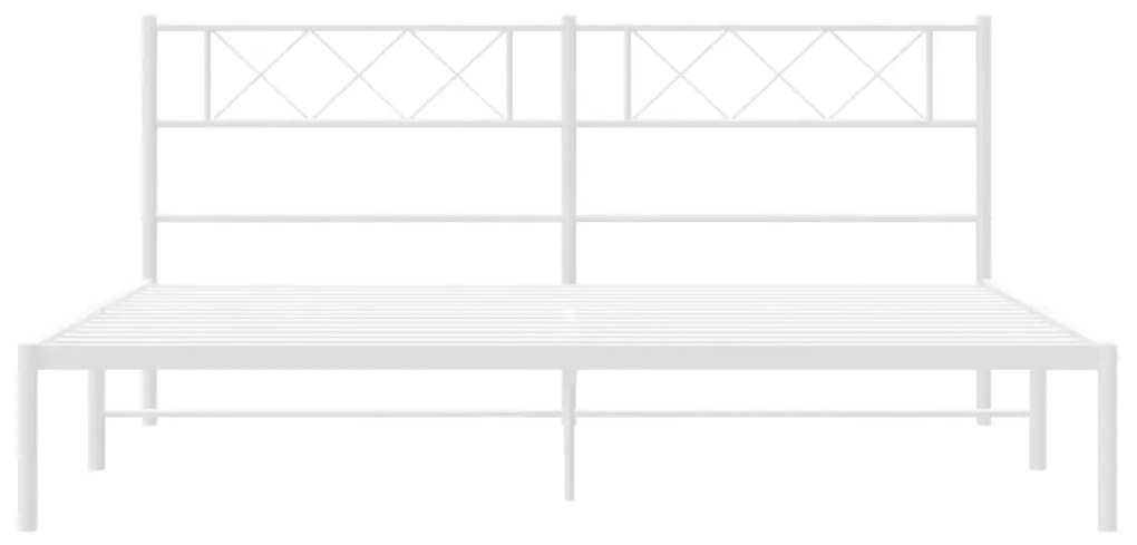 vidaXL Πλαίσιο Κρεβατιού με Κεφαλάρι Λευκό 200 x 200 εκ. Μεταλλικό