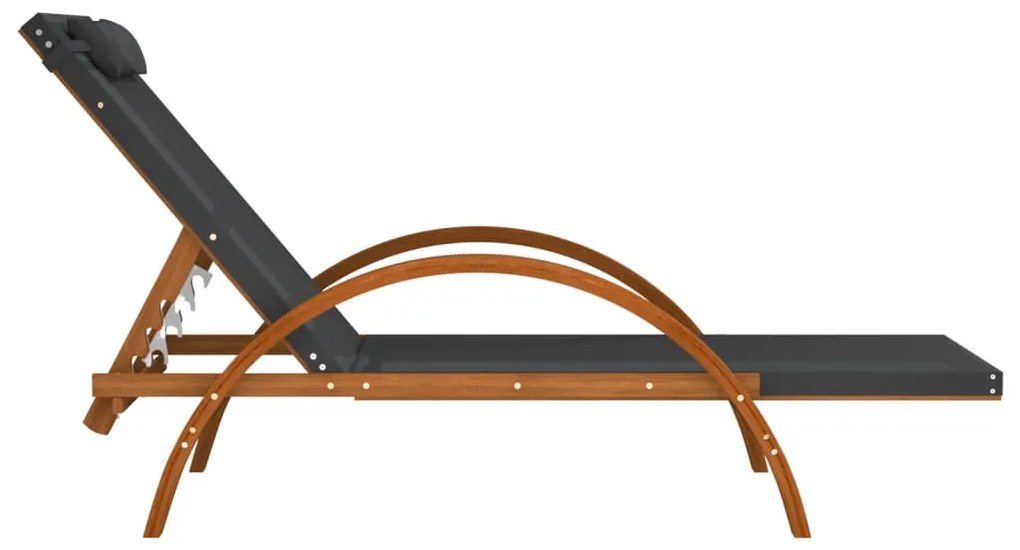 vidaXL Ξαπλώστρα Γκρι από Textilene και Μασίφ Ξύλο Λεύκας με Μαξιλάρι