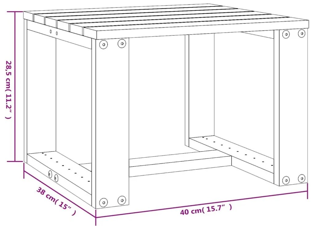 Βοηθητικό Τραπέζι Κήπου Μελί 40x38x28,5 εκ. Μασίφ Ξύλο Πεύκου - Καφέ