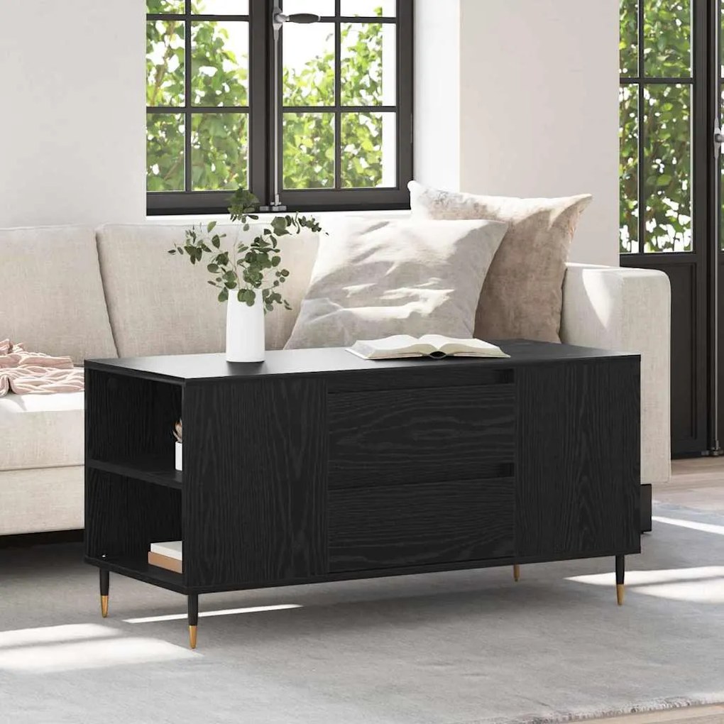 vidaXL Τραπεζάκι σαλονιού with Drawer Μαύρη δρυς 102 x 44.5 x 50 εκ