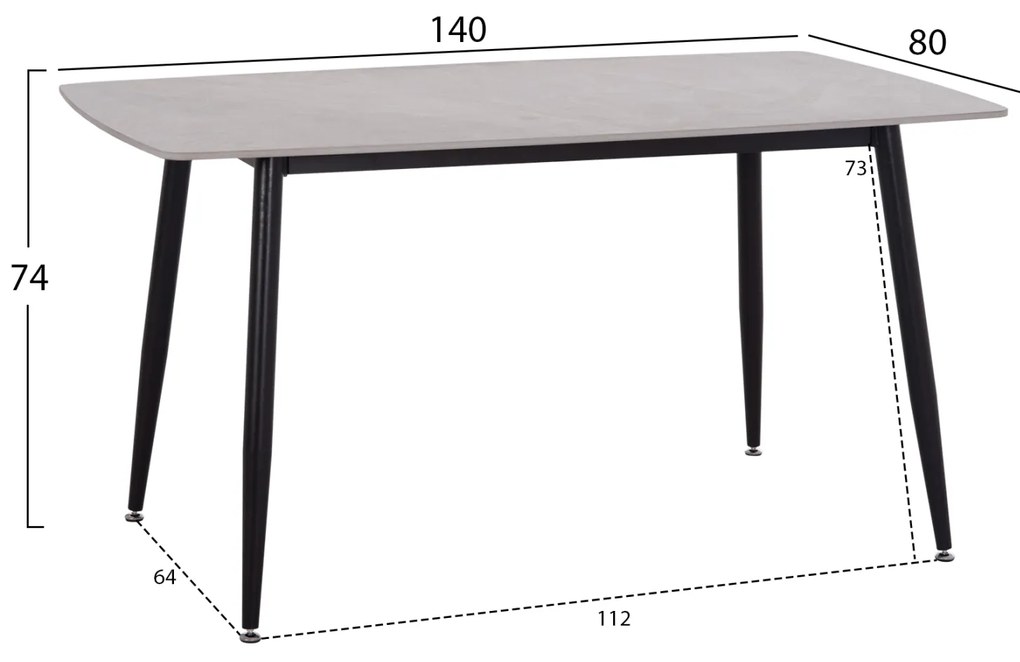 ΤΡΑΠΕΖΙ RAVEN HM18149.13 ΚΕΡΑΜΙΚΟ TOP ΜΕ ΟΨΗ ΓΚΡΙ ΜΑΡΜΑΡΟ 140x80x74Υεκ.