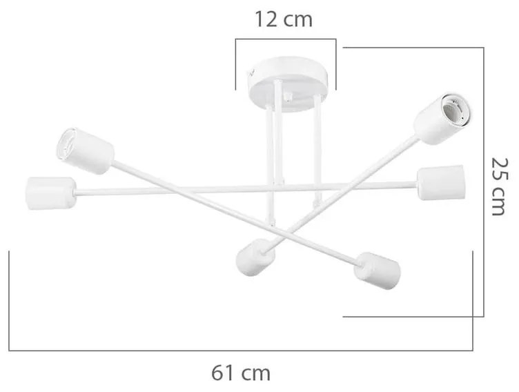 Φωτιστικό οροφής εξάφωτο PWL-1122 Ε27 λευκό Φ61x25εκ