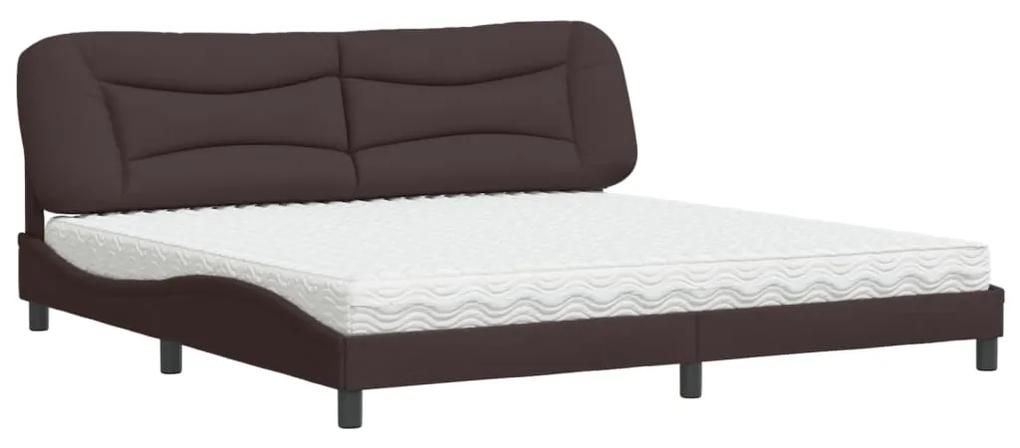 vidaXL Κρεβάτι με Στρώμα Σκούρο Καφέ 200x200 εκ. Υφασμάτινο
