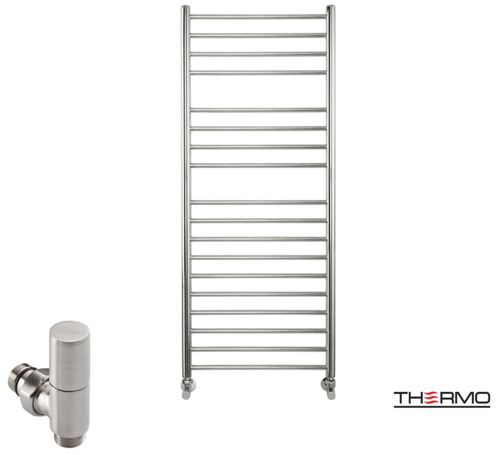 Thermo BELLAVIA Θερμαινόμενη πετσετοκρεμάστρα από ανοξείδωτο χάλυβα με υδραυλική λειτουργία, 120x50cm Inox Brushed