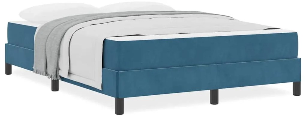 vidaXL Κρεβάτι box spring με στρώμα Σκούρο Μπλε 140 x 200 cm Βελούδο