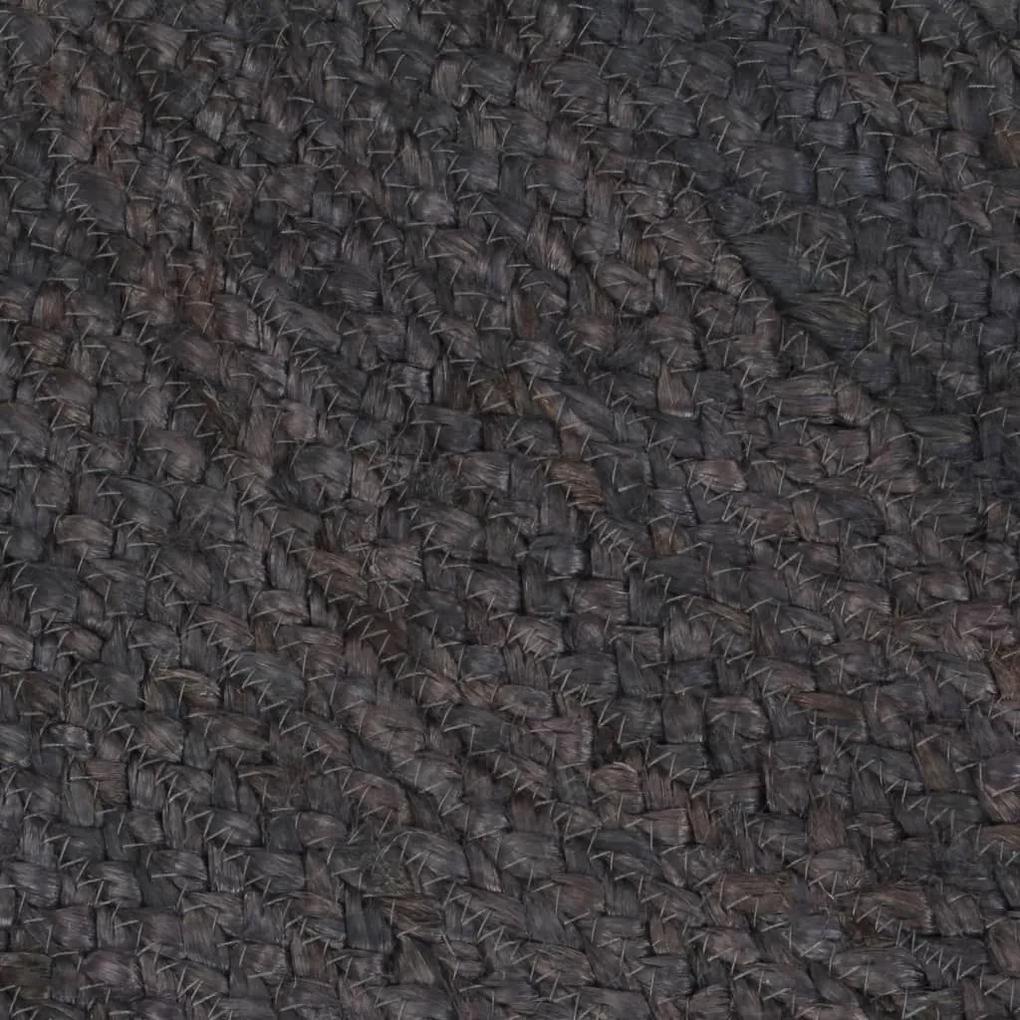 Χαλί Χειροποίητο Στρογγυλό Σκούρο Γκρι 210 εκ. από Γιούτα - Γκρι