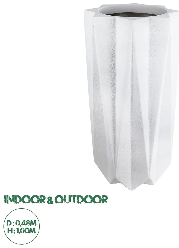 20739 GloboStar®  Artificial Garden PADOVA 20739 Επιδαπέδιο Πολυεστερικό Τσιμεντένιο Κασπώ Γλάστρα - Flower Pot Λευκό Φ48 x Υ100cm