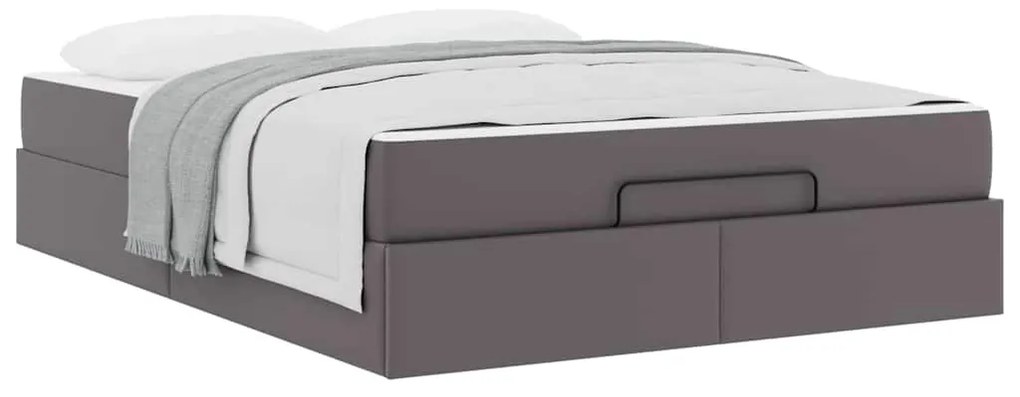 vidaXL Σκελετός κρεβατιού με στρώμα Γκρι 160 x 200 cm Τεχνητό δέρμα