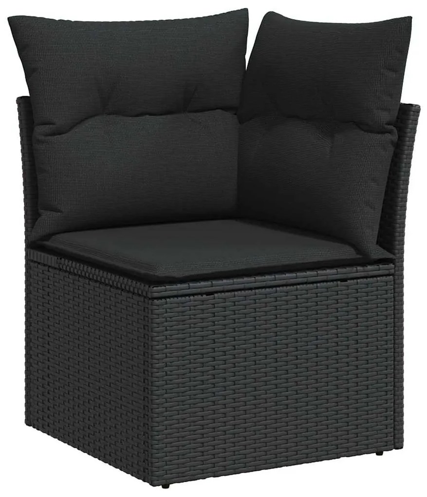 vidaXL Σετ Κήπου 5 Τεμαχίων με Μαξιλάρια σε Μαύρο Poly Rattan και Acacia