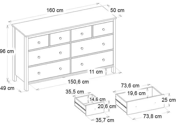 Συρταριέρα - Μπουφές Sabina Megapap χρώμα ανθρακί 160x50x96εκ.